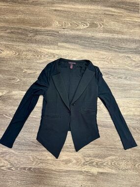 Material Girl Black Blazer Jacket Stretch Tailored Moto Style S